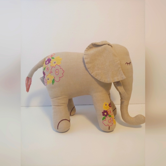 100%Cotton Embroidered Elephant Stuffed Toy - Picture 1 of 9